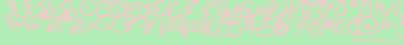 フォントInvisibleHorizons – 緑の背景にピンクのフォント