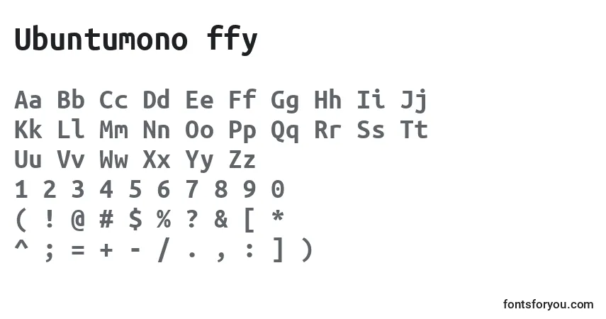 A fonte Ubuntumono ffy – alfabeto, números, caracteres especiais
