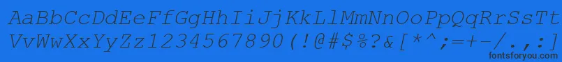 Шрифт CourierNewKoi8Italic – чёрные шрифты на синем фоне