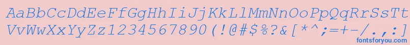 CourierNewKoi8Italic-fontti – siniset fontit vaaleanpunaisella taustalla