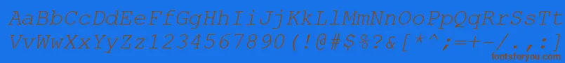 Fonte CourierNewKoi8Italic – fontes marrons em um fundo azul