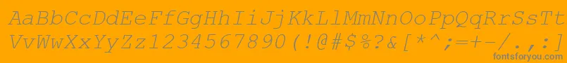 CourierNewKoi8Italic-Schriftart – Graue Schriften auf orangefarbenem Hintergrund