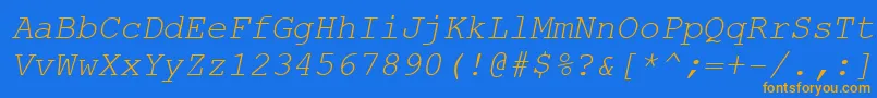 フォントCourierNewKoi8Italic – オレンジ色の文字が青い背景にあります。