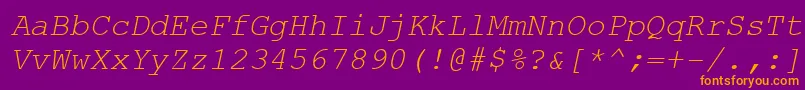 CourierNewKoi8Italic Font – Orange Fonts on Purple Background