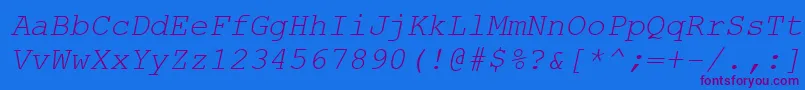 CourierNewKoi8Italic Font – Purple Fonts on Blue Background