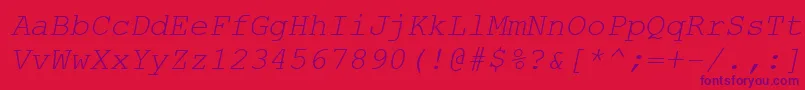 フォントCourierNewKoi8Italic – 赤い背景に紫のフォント