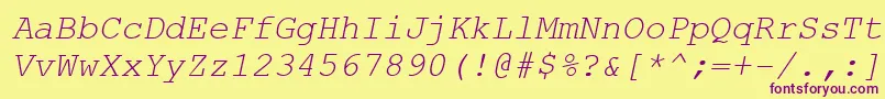 Шрифт CourierNewKoi8Italic – фиолетовые шрифты на жёлтом фоне