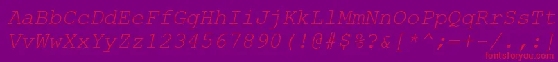 CourierNewKoi8Italic Font – Red Fonts on Purple Background
