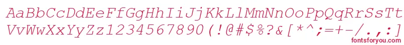 CourierNewKoi8Italic-Schriftart – Rote Schriften auf weißem Hintergrund