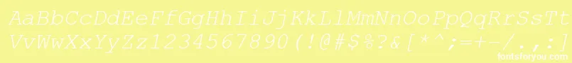 CourierNewKoi8Italic-Schriftart – Weiße Schriften auf gelbem Hintergrund