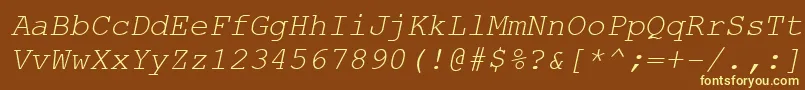 Шрифт CourierNewKoi8Italic – жёлтые шрифты на коричневом фоне