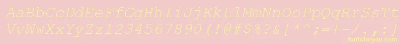 Fonte CourierNewKoi8Italic – fontes amarelas em um fundo rosa