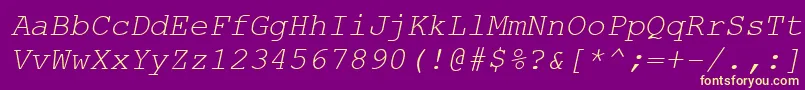 Fonte CourierNewKoi8Italic – fontes amarelas em um fundo roxo