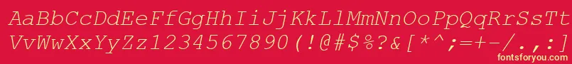 CourierNewKoi8Italic Font – Yellow Fonts on Red Background