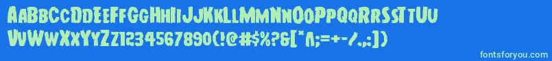 Youngfrankexpand Font – Green Fonts on Blue Background