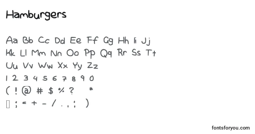 Fuente Hamburgers - alfabeto, números, caracteres especiales