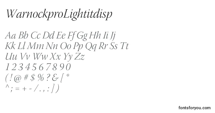 Czcionka WarnockproLightitdisp – alfabet, cyfry, specjalne znaki