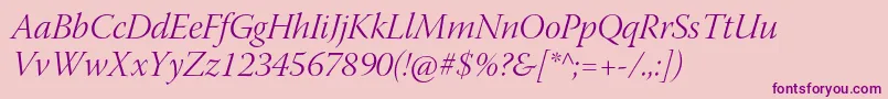 WarnockproLightitdisp-Schriftart – Violette Schriften auf rosa Hintergrund
