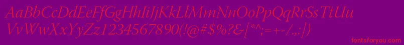 WarnockproLightitdisp Font – Red Fonts on Purple Background