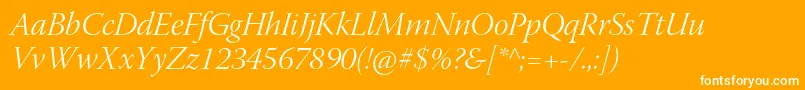 Fonte WarnockproLightitdisp – fontes brancas em um fundo laranja