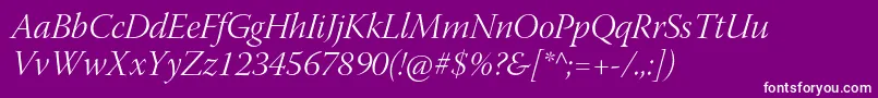 WarnockproLightitdisp-Schriftart – Weiße Schriften auf violettem Hintergrund
