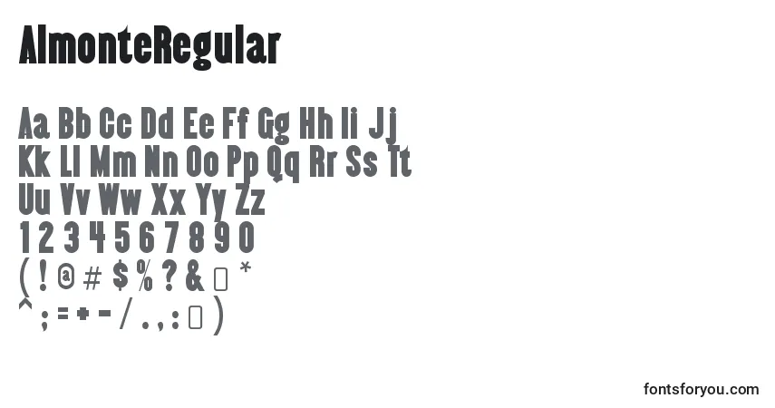 Czcionka AlmonteRegular – alfabet, cyfry, specjalne znaki
