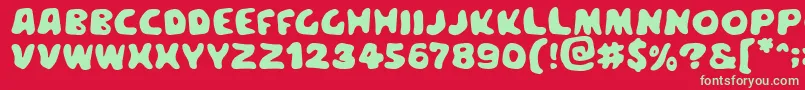 Meegoren Font – Green Fonts on Red Background