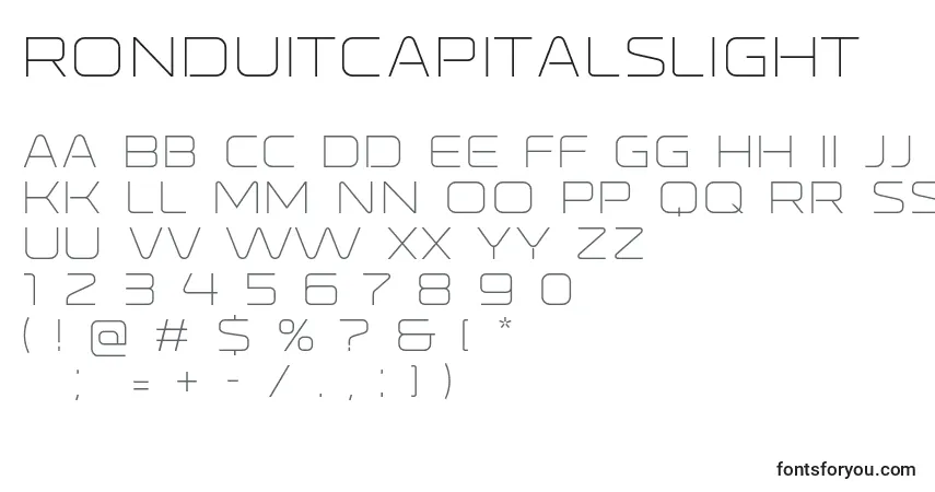 Шрифт RonduitcapitalsLight – алфавит, цифры, специальные символы