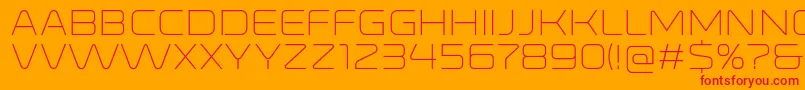 RonduitcapitalsLight-Schriftart – Rote Schriften auf orangefarbenem Hintergrund
