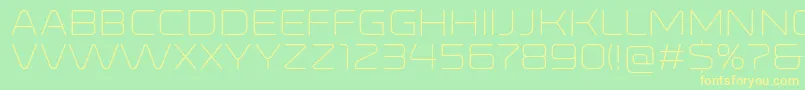 RonduitcapitalsLight-fontti – keltaiset fontit vihreällä taustalla