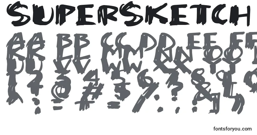 Czcionka SuperSketch – alfabet, cyfry, specjalne znaki