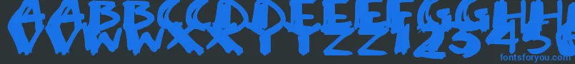 SuperSketch-Schriftart – Blaue Schriften auf schwarzem Hintergrund