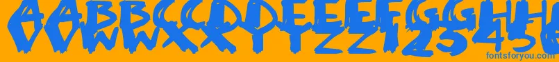 SuperSketch-Schriftart – Blaue Schriften auf orangefarbenem Hintergrund
