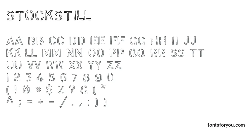 Schriftart Stockstill – Alphabet, Zahlen, spezielle Symbole