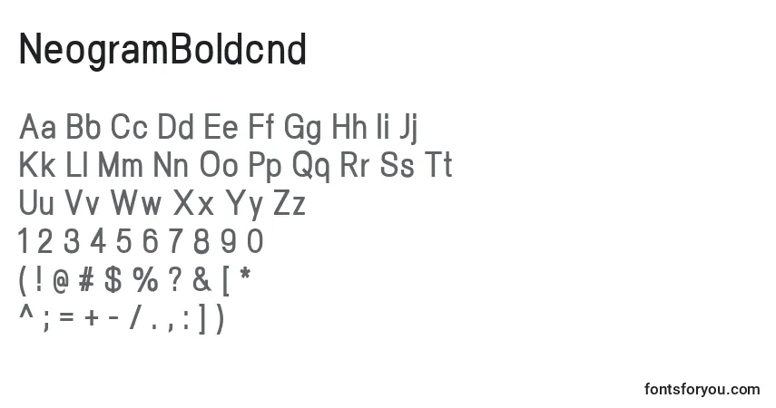 Шрифт NeogramBoldcnd – алфавит, цифры, специальные символы