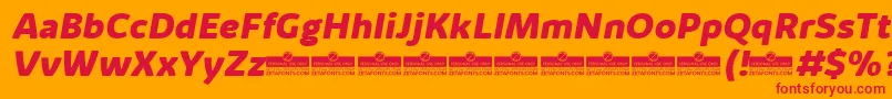 フォントKabrioAlternateExtraboldItalicTrial – オレンジの背景に赤い文字