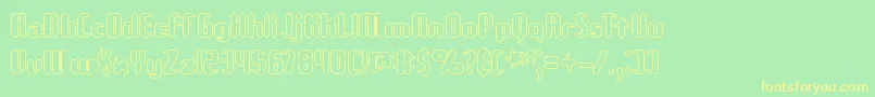 フォントUnxgalo – 黄色の文字が緑の背景にあります