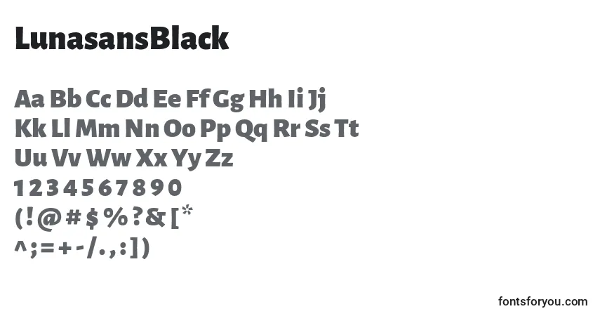 Fuente LunasansBlack - alfabeto, números, caracteres especiales
