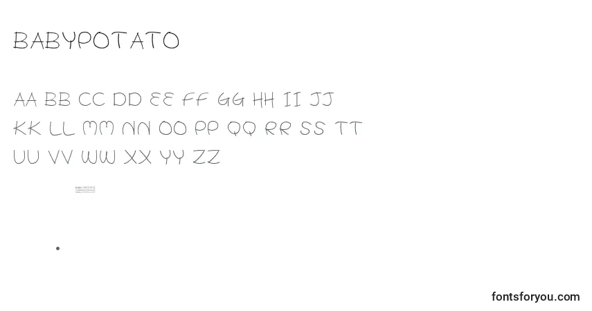 Czcionka BabyPotato – alfabet, cyfry, specjalne znaki