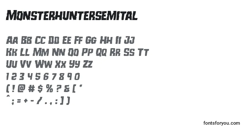 A fonte Monsterhuntersemital – alfabeto, números, caracteres especiais