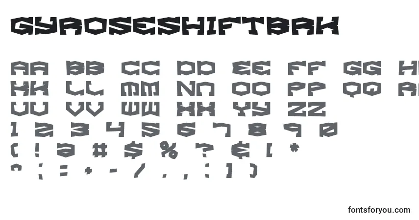 A fonte GyroseShiftBrk – alfabeto, números, caracteres especiais