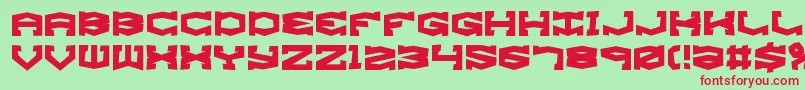 GyroseShiftBrk-Schriftart – Rote Schriften auf grünem Hintergrund