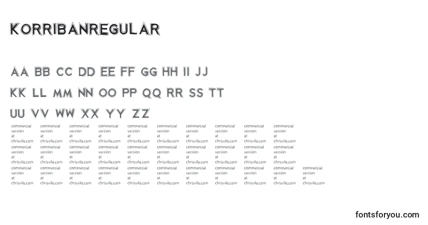 Czcionka KorribanRegular – alfabet, cyfry, specjalne znaki