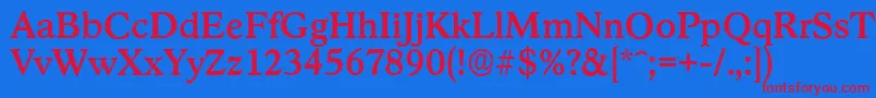 StratfordserialMediumRegular Font – Red Fonts on Blue Background