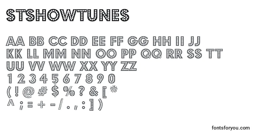 characters of stshowtunes font, letter of stshowtunes font, alphabet of  stshowtunes font