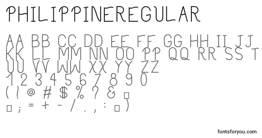 characters of philippineregular font, letter of philippineregular font, alphabet of  philippineregular font