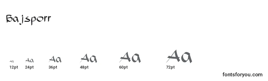 sizes of bajsporr font, bajsporr sizes