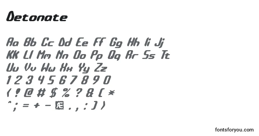 A fonte Detonate – alfabeto, números, caracteres especiais