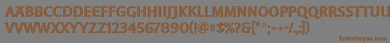 フォントMoonglowRegular – 茶色の文字が灰色の背景にあります。