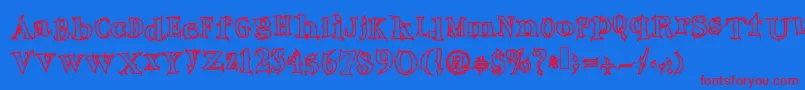 Czcionka Dope – czerwone czcionki na niebieskim tle